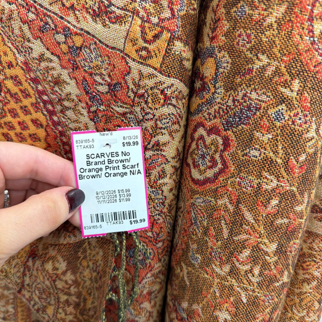 Brown/ Orange Print Scarf