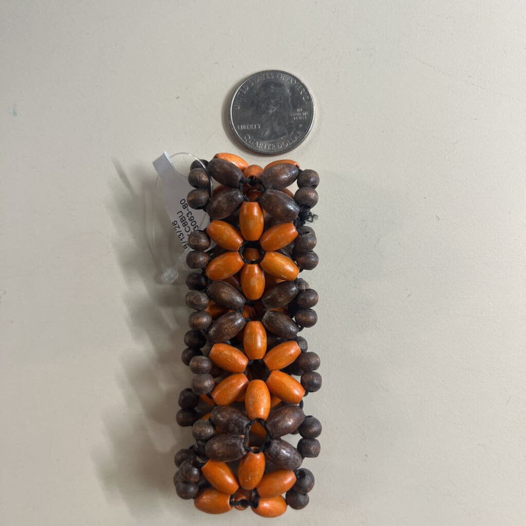 Brown/ Orange Wooden Beaded Bracelet