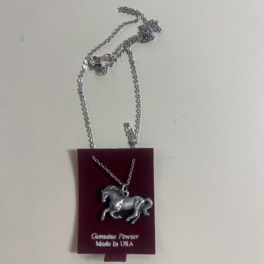 Pewter Horse Pendant Necklace
