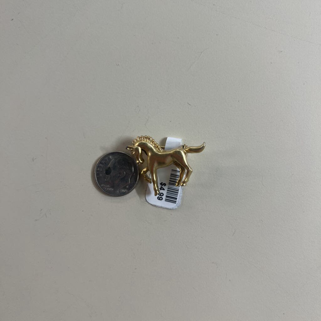 Small Gold Horse Brooch