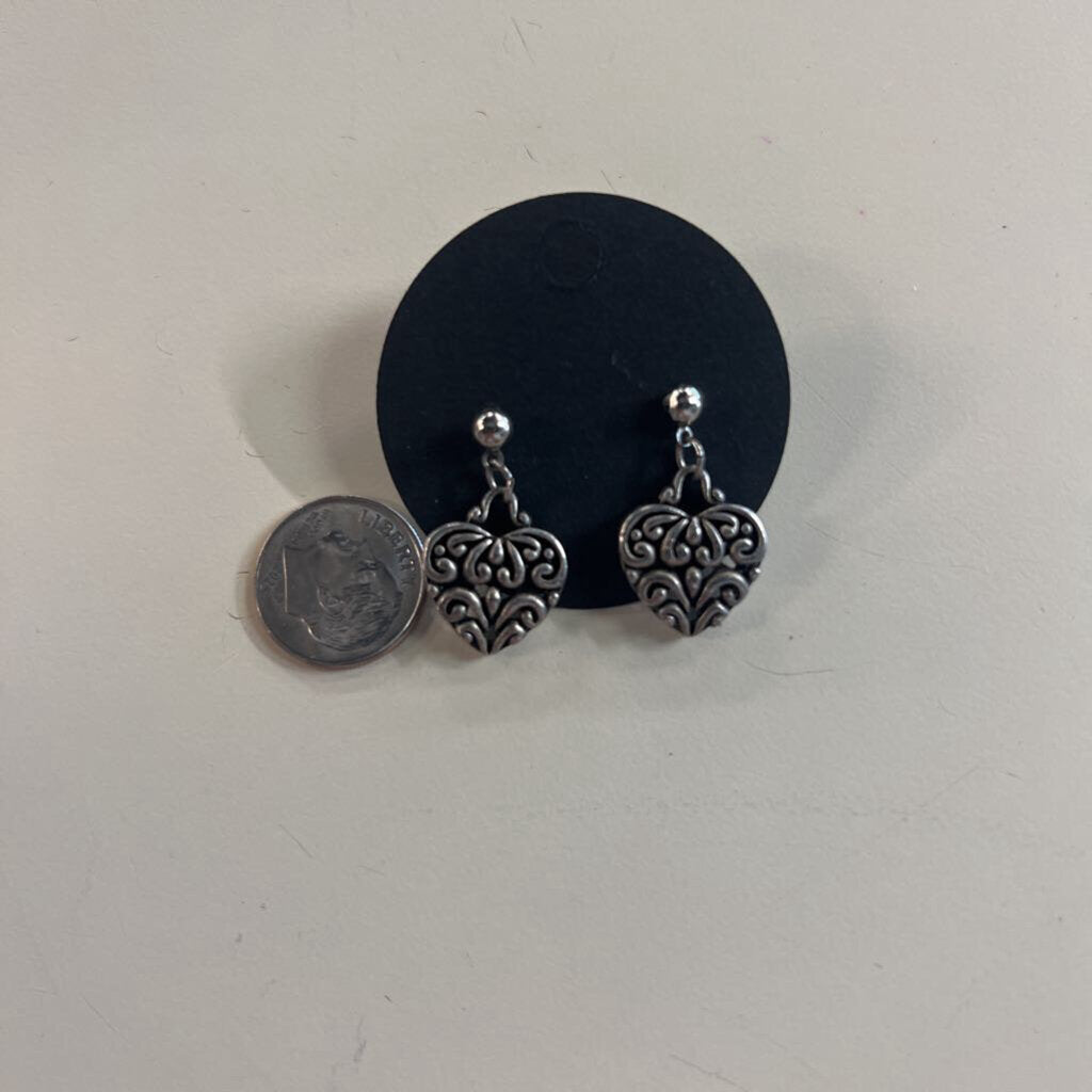 Silver Swirl Heart Earrings
