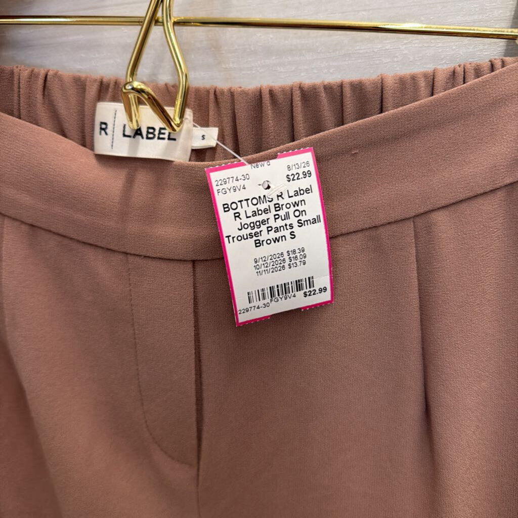 R Label Brown Jogger Pull On Trouser Pants Small