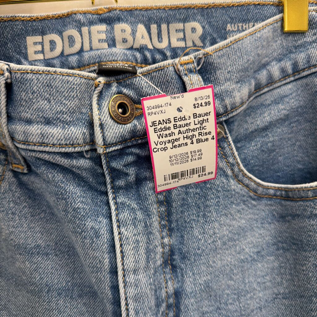 Eddie Bauer Light Wash Authentic Voyager High Rise Crop Jeans 4