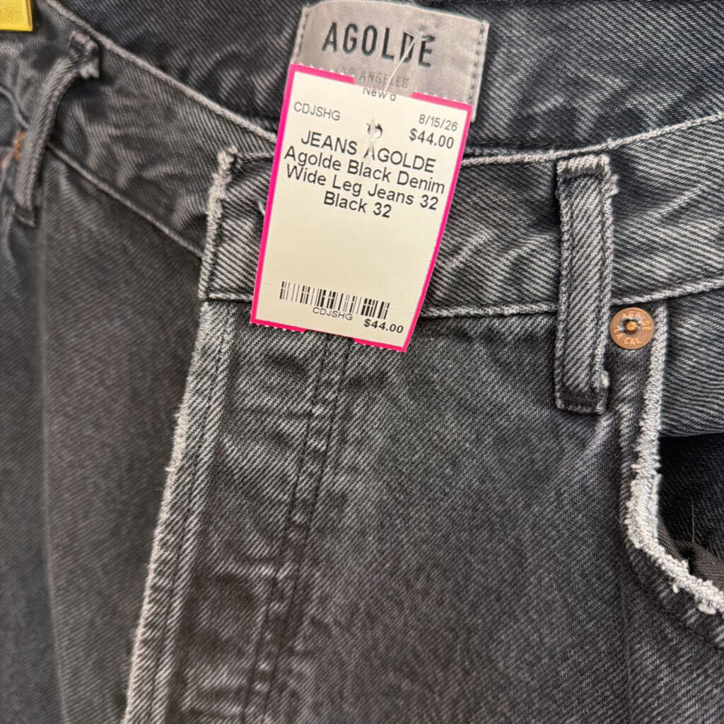 Agolde Black Denim Wide Leg Jeans 32