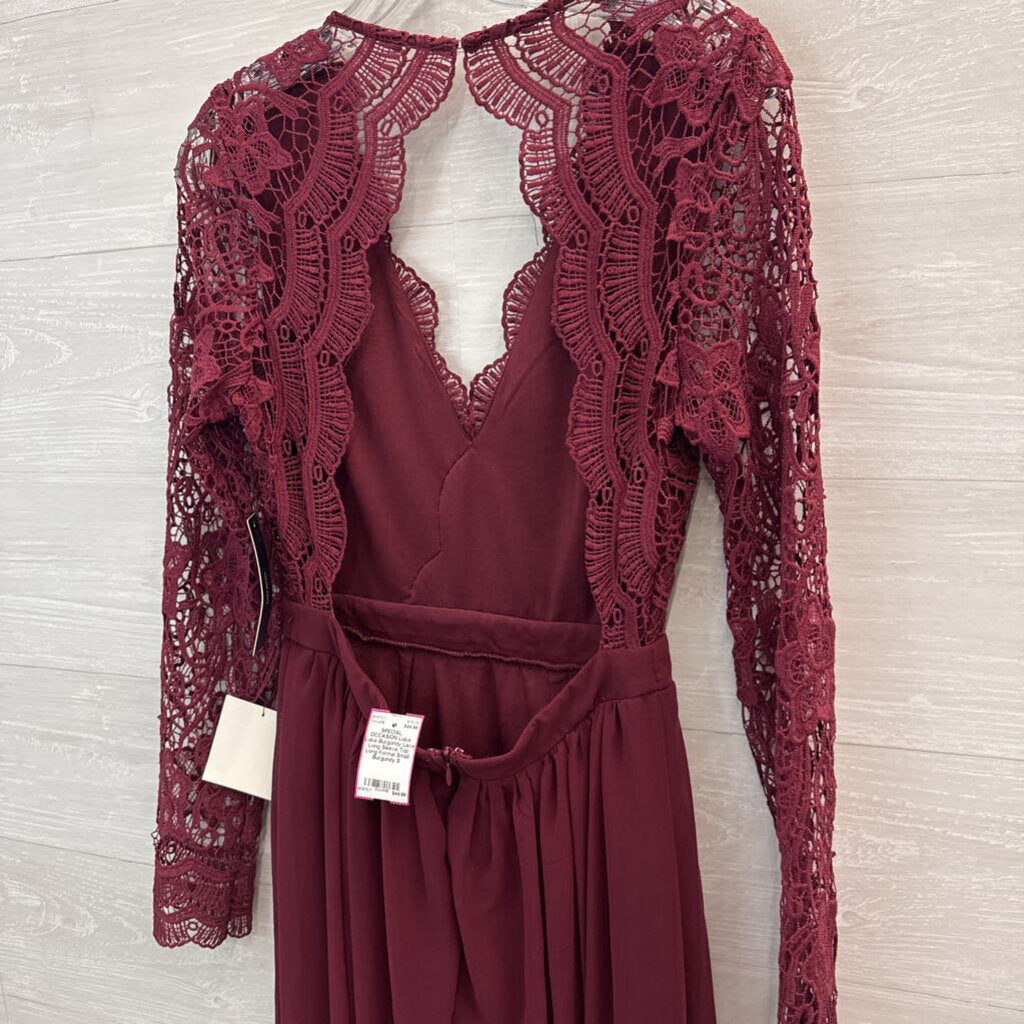 Lulus Burgundy Lace Long Sleeve Top Long Formal Small