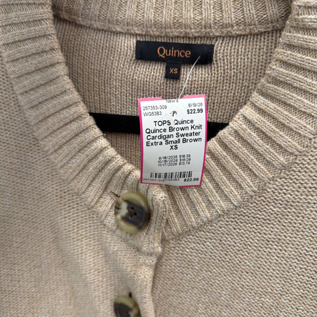 Quince Brown Knit Cardigan Sweater Extra Small