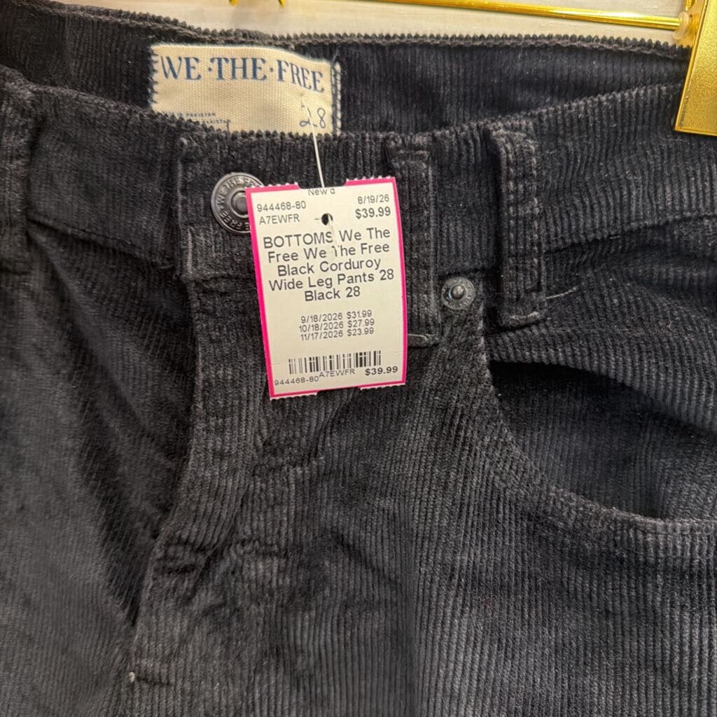 We The Free Black Corduroy Wide Leg Pants 28