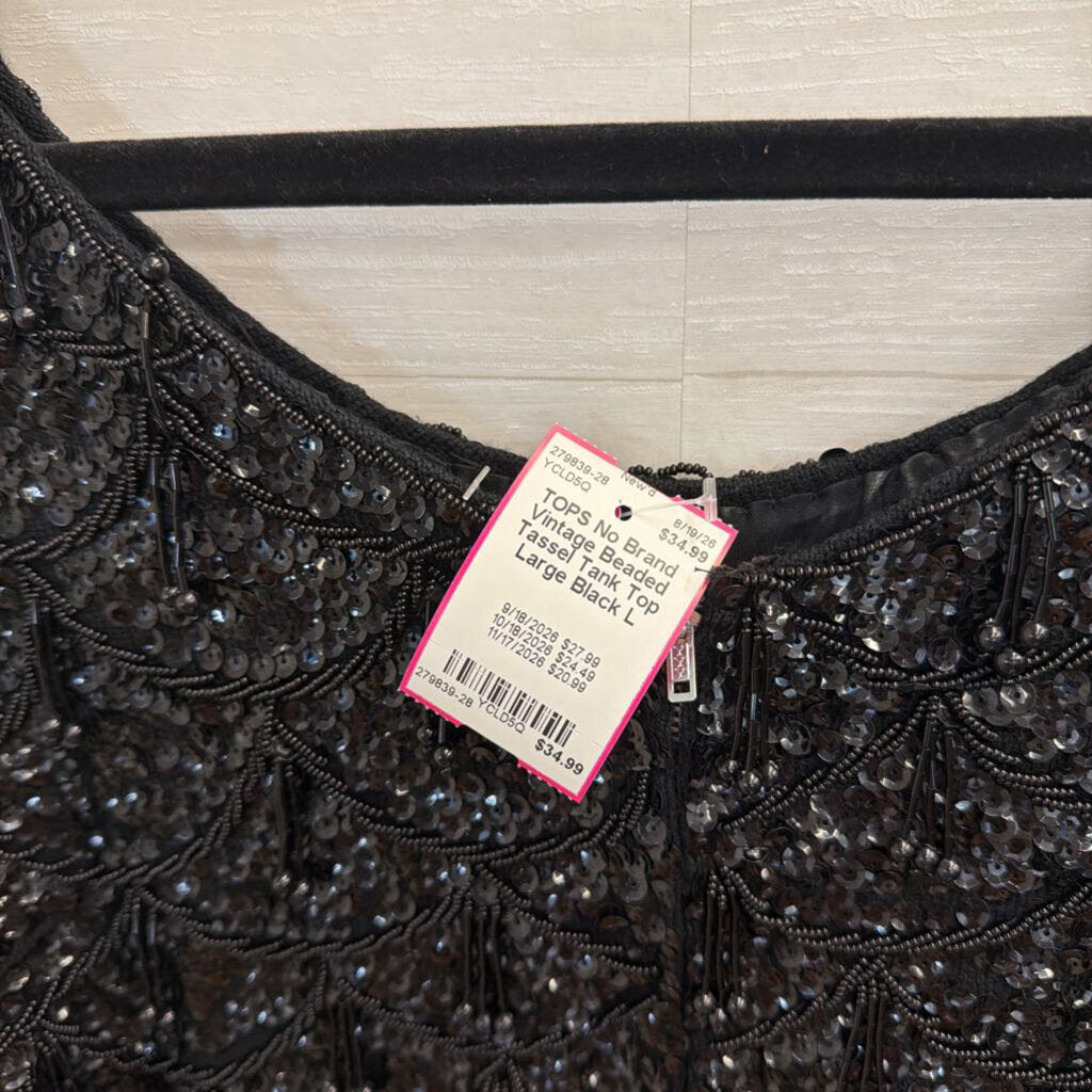 Vintage Beaded Tassel Tank Top Large