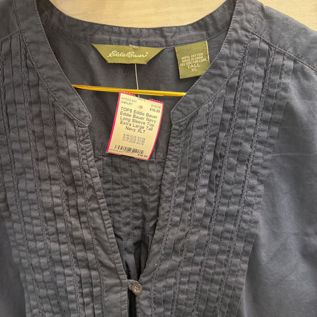 Eddie Bauer Navy Long Sleeve Top Extra Large Tall