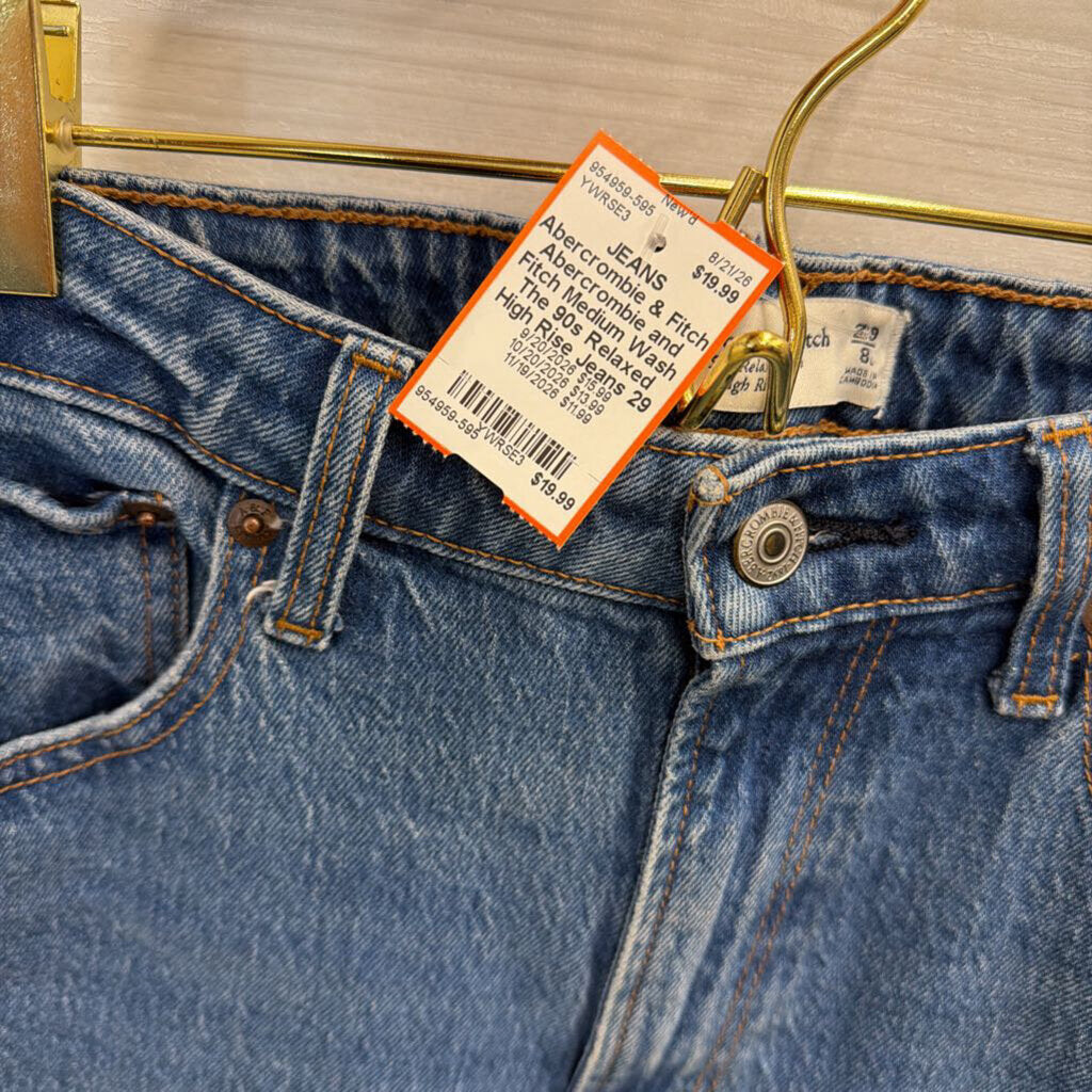 Abercrombie and Fitch Medium Wash The 90s Relaxed High Rise Jeans 29 Long