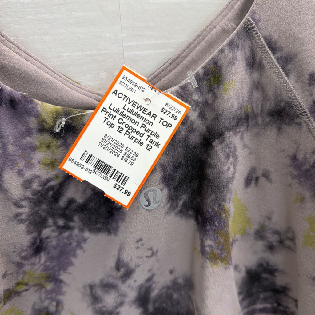 Lululemon Purple Print Cropped Tank Top 12