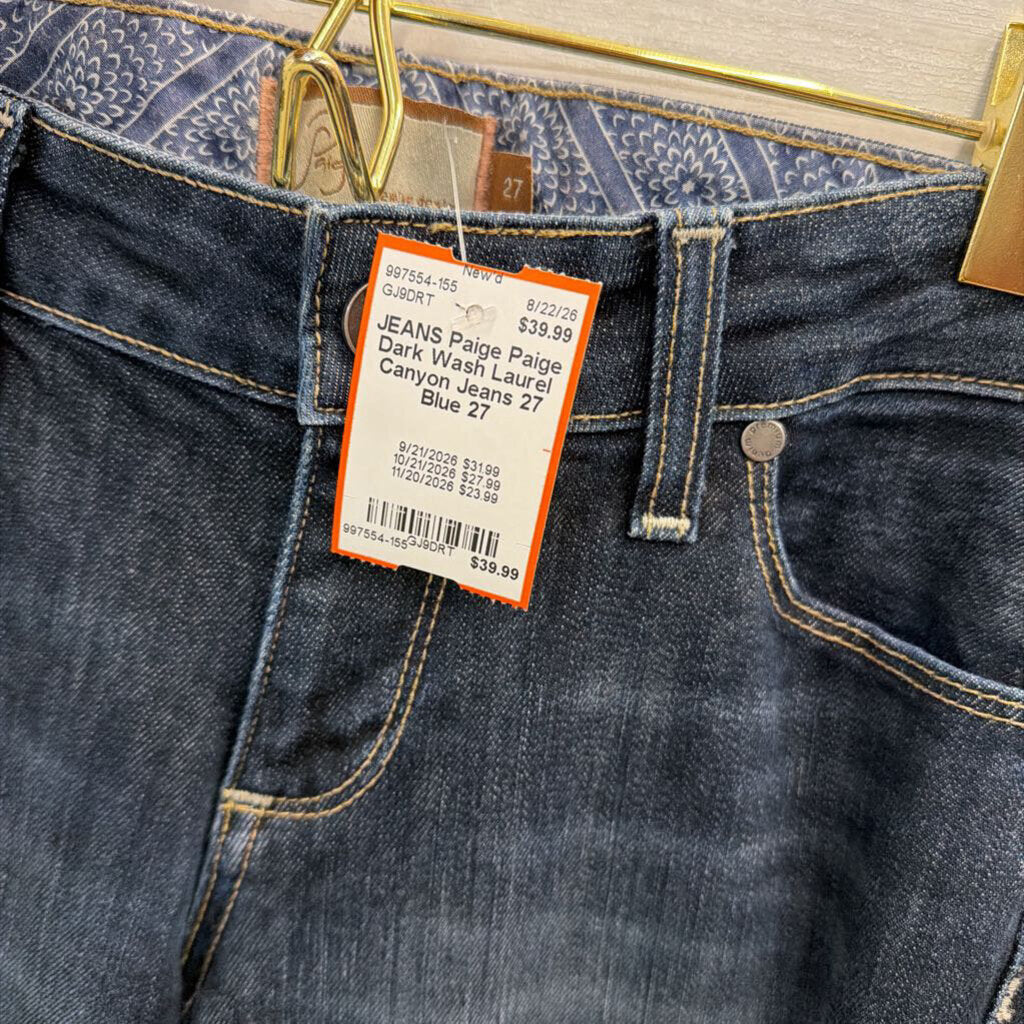 Paige Dark Wash Laurel Canyon Jeans 27