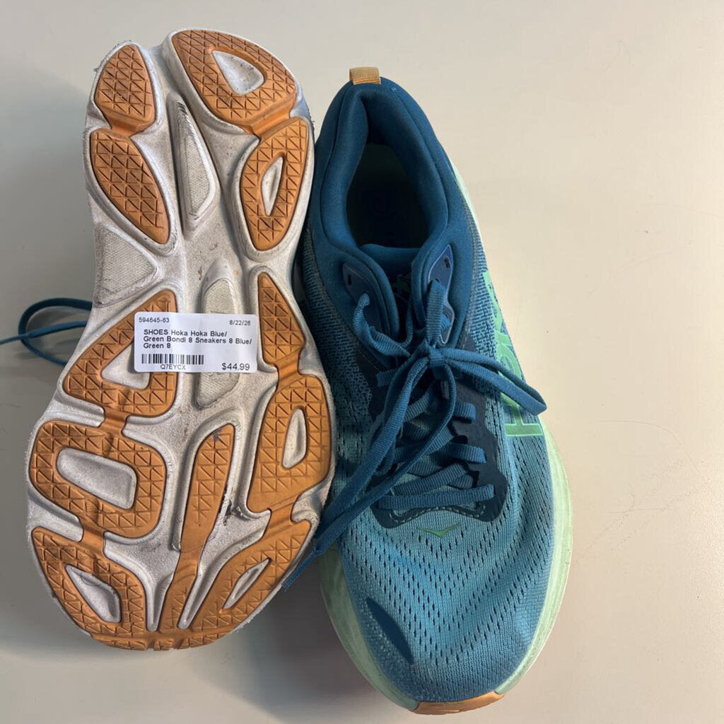 Hoka Blue/ Green Bondi 8 Sneakers 8