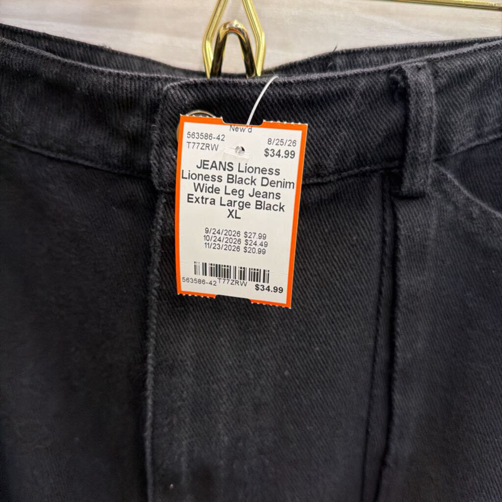 Lioness Black Denim Wide Leg Jeans Extra Large