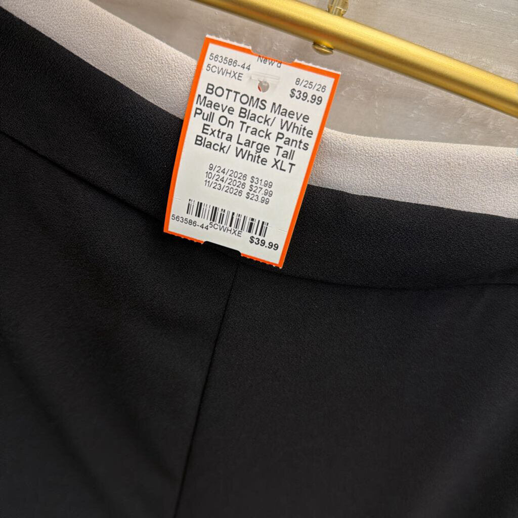 Maeve Black/ White Pull On Track Pants Extra Large Tall