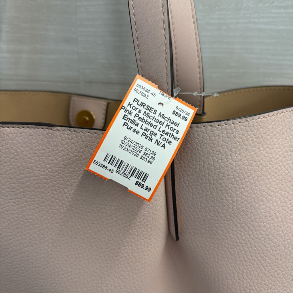 Michael Kors Pink Pebbled Leather Emilia Large Tote Purse