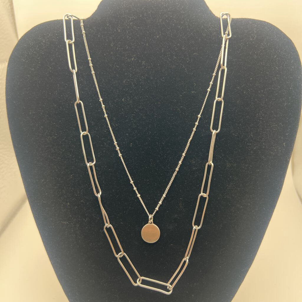 Silver Layered Chain Necklace