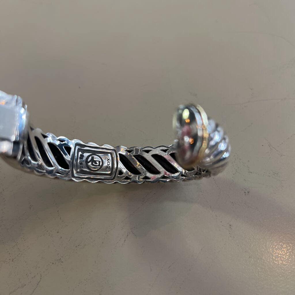 David Yurman Two Tone Wide Sculpted Cable Cuff Bracelet