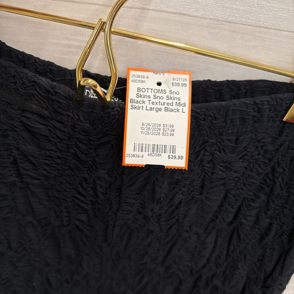 Sno Skins Black Textured Midi Skirt Large