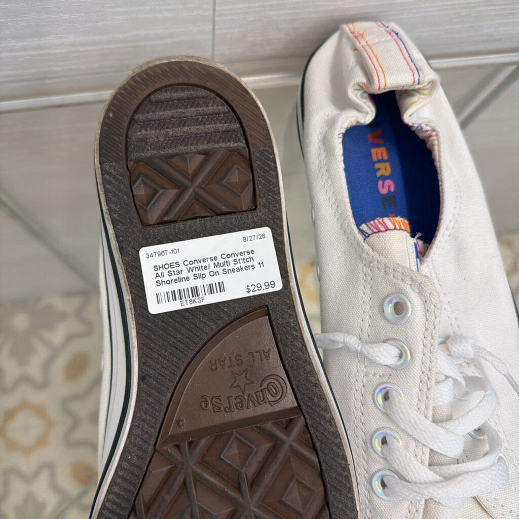 Converse All Star White/ Multi Stitch Shoreline Slip On Sneakers 11