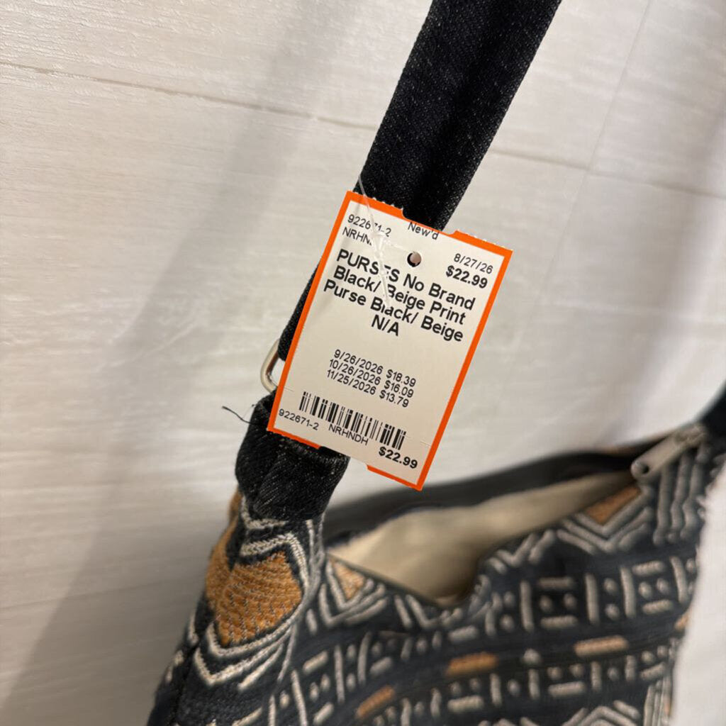 Black/ Beige Print Purse