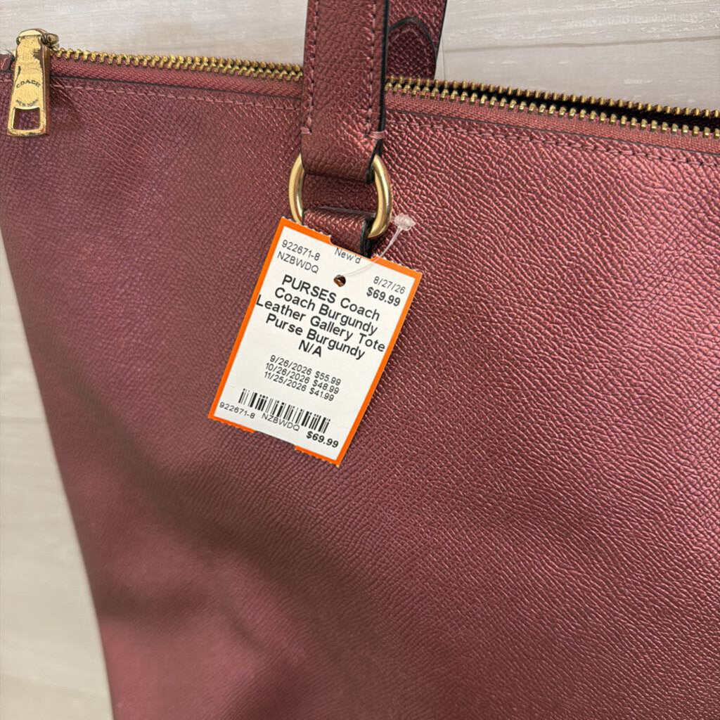 Coach Burgundy Leather Gallery Tote Purse