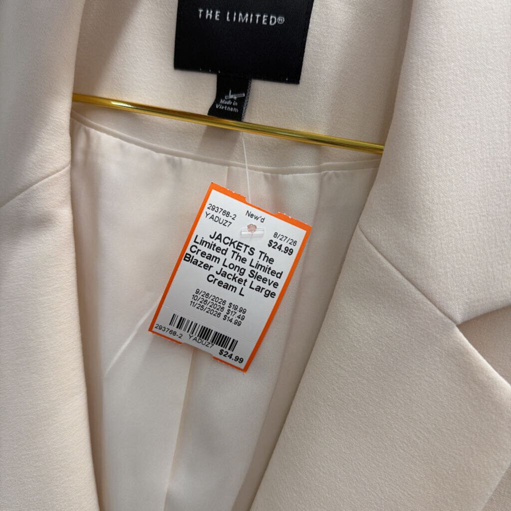 The Limited Cream Long Sleeve Blazer Jacket Large