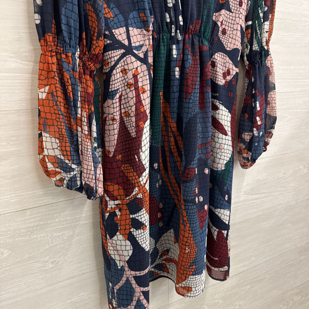 Hutch Blue/ Multi Print Long Sleeve Dress Extra Small