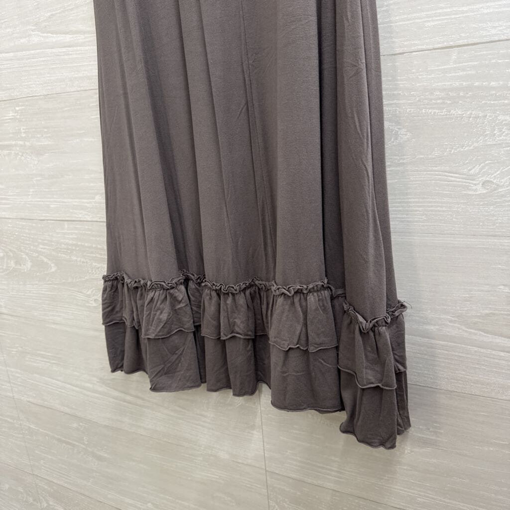 Easel Grey Ruffle Hem Layering Slip Dress Medium