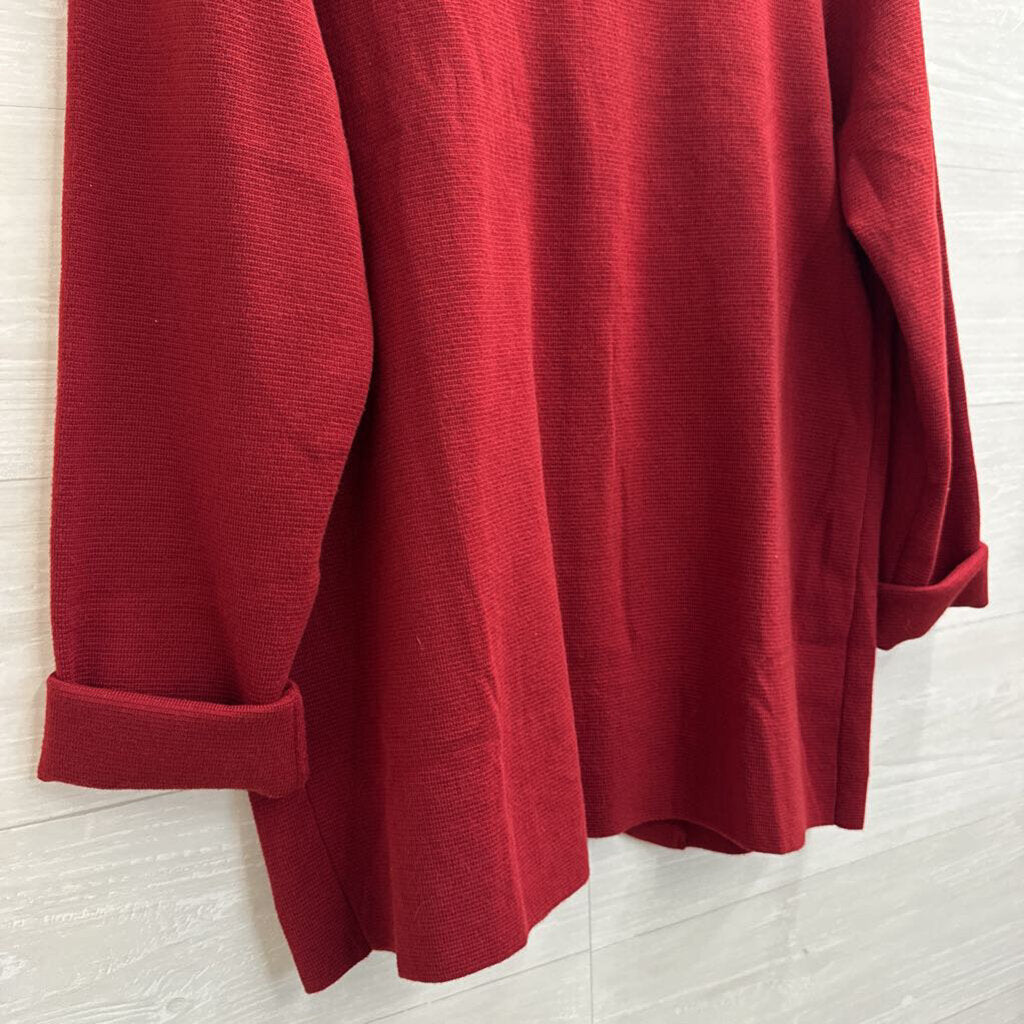Burgundy Knit Gold Button Cardigan Sweater Large