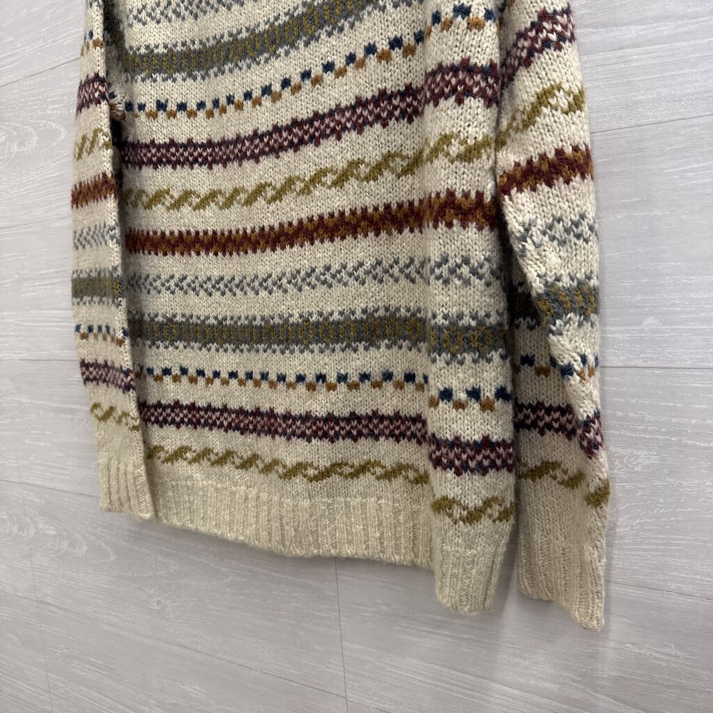 Coincidence and Chance Beige/ Multi Striped Knit Sweater Medium