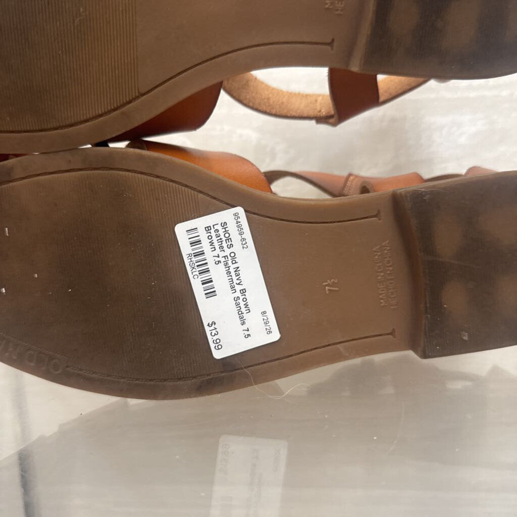 Brown Leather Fisherman Sandals 7.5