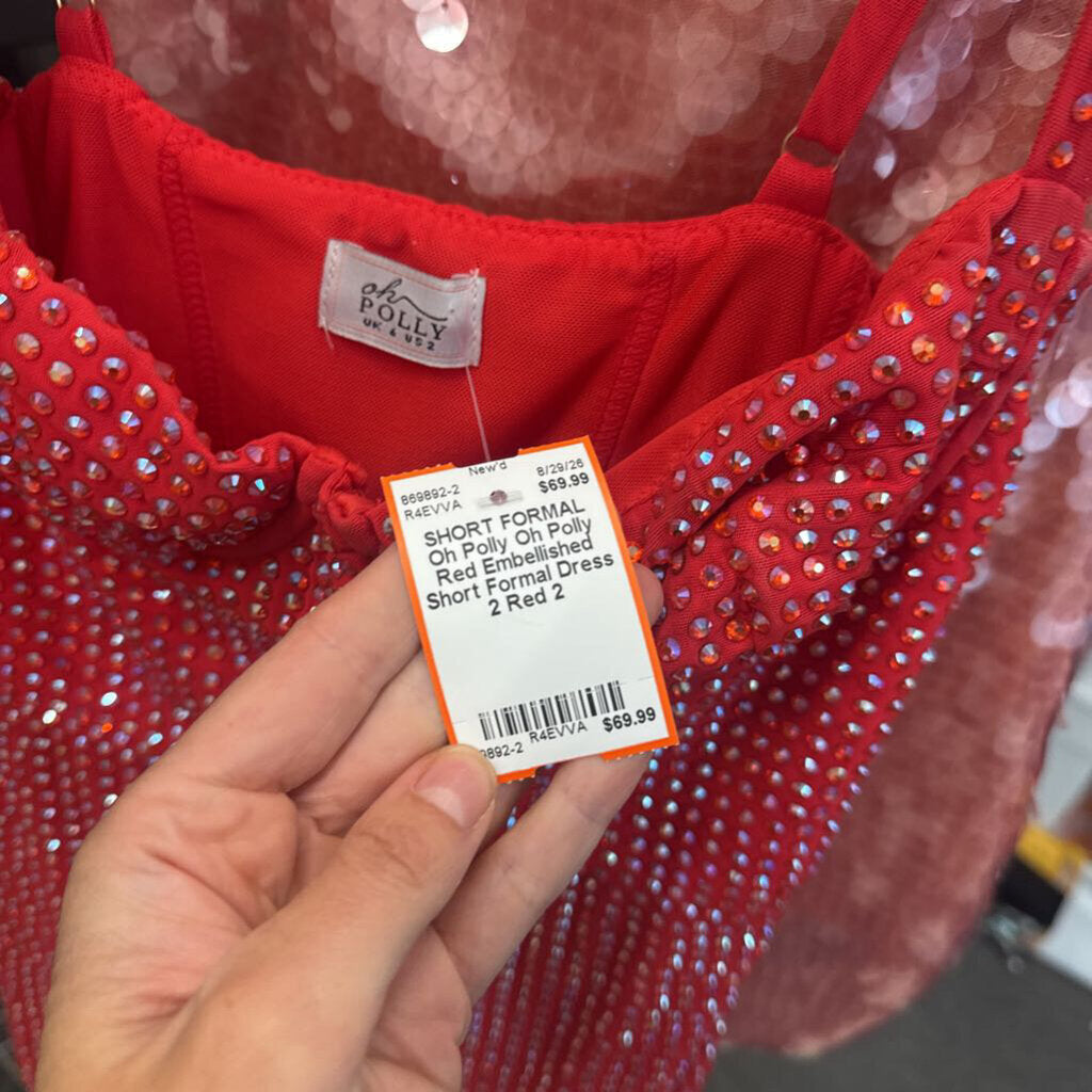 Oh Polly Red Embellished Short Formal Dress 2