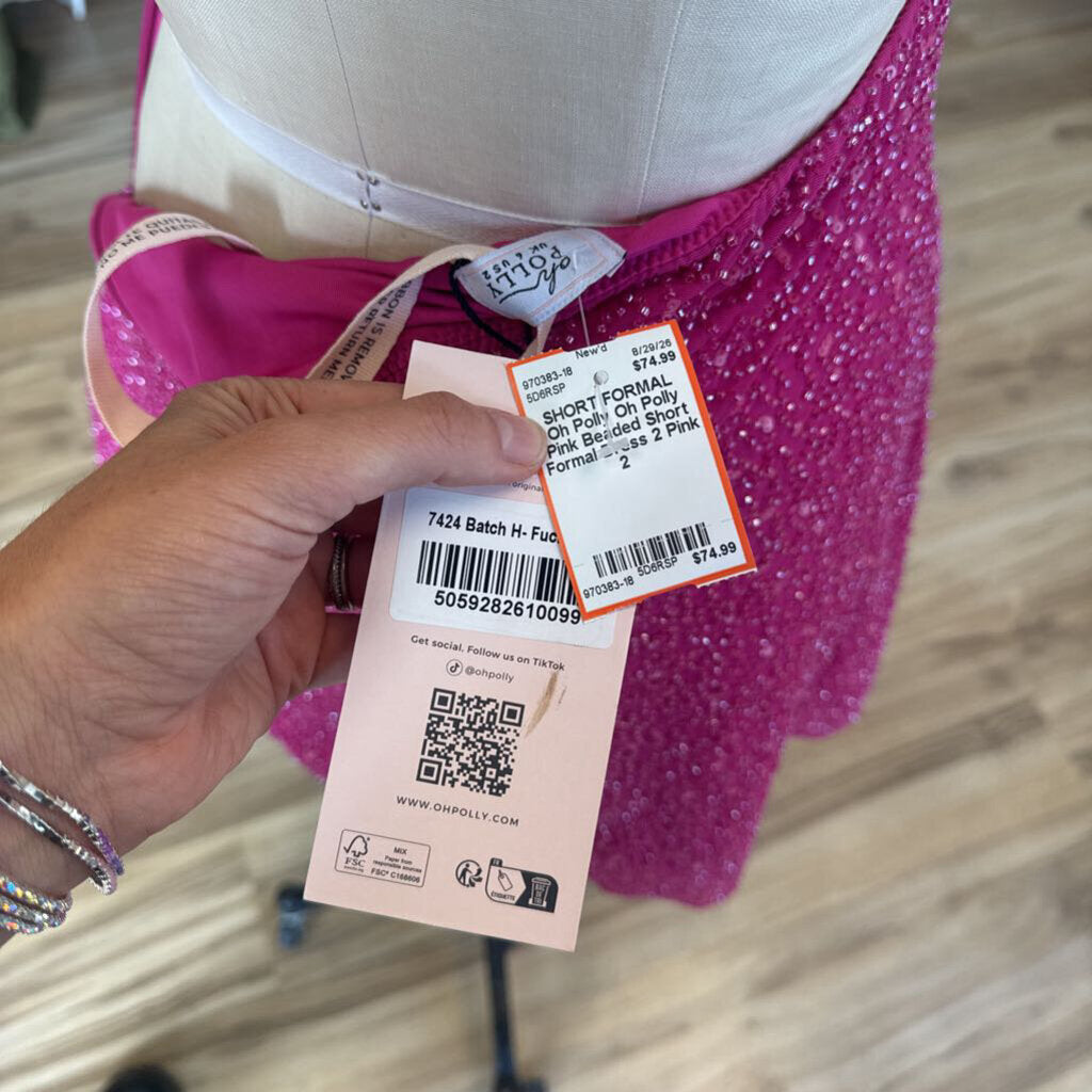 Oh Polly Pink Beaded Short Formal Dress 2