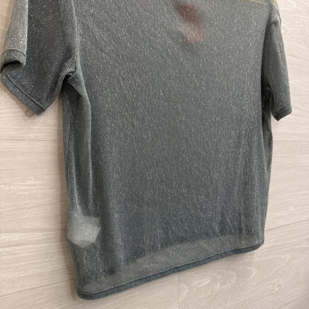 Brandy Melville Grey/ Silver Shimmer Short Sleeve Top Medium