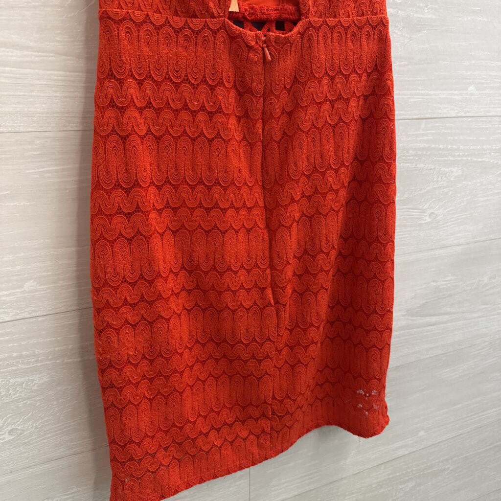 Top Shop Red Lace High Neck Dress 4