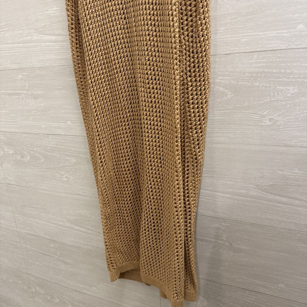 FCT With Love Brown Open Knit Sleeveless Duster Top Medium
