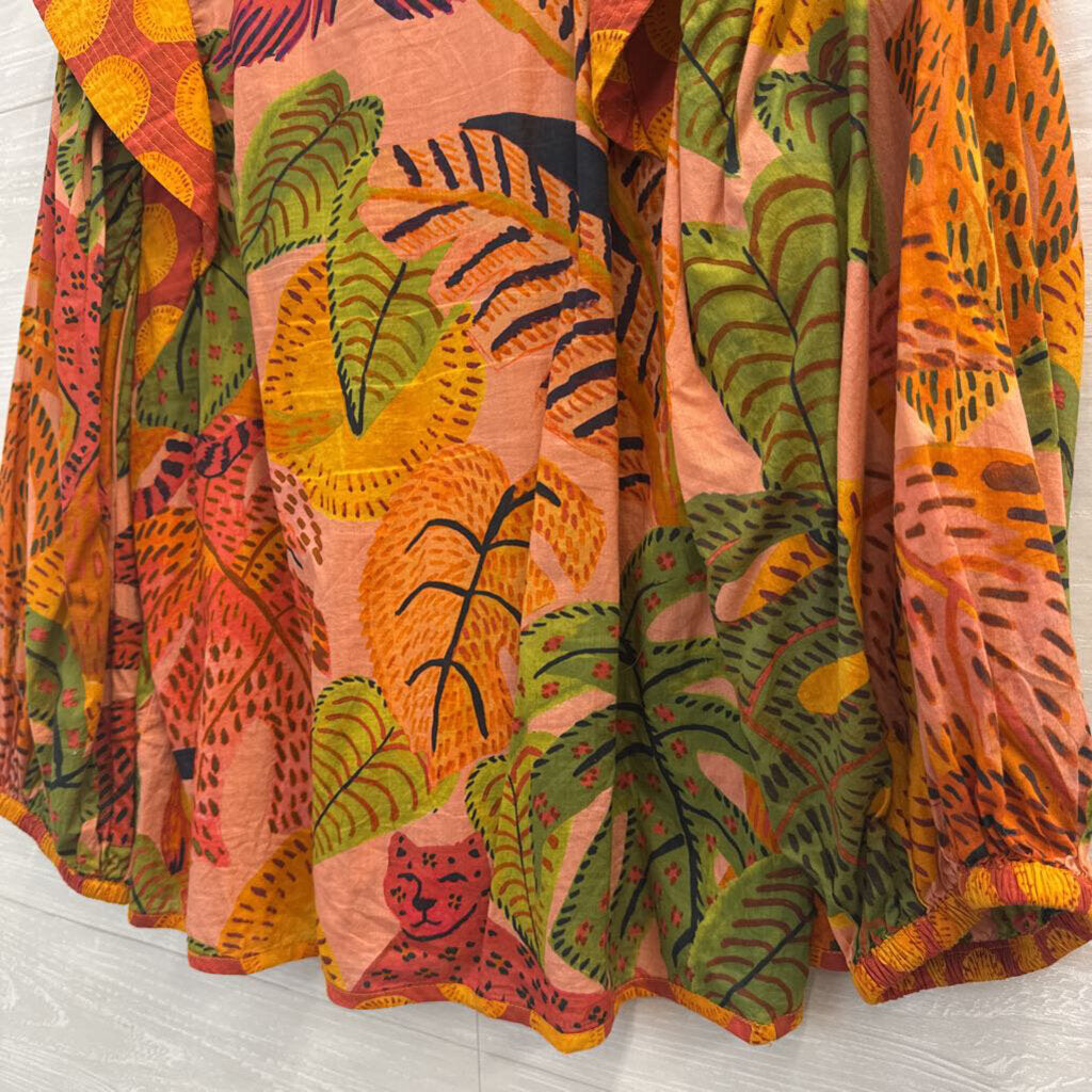 Farm Rio Pink/ Multi Print Long Sleeve Top Small