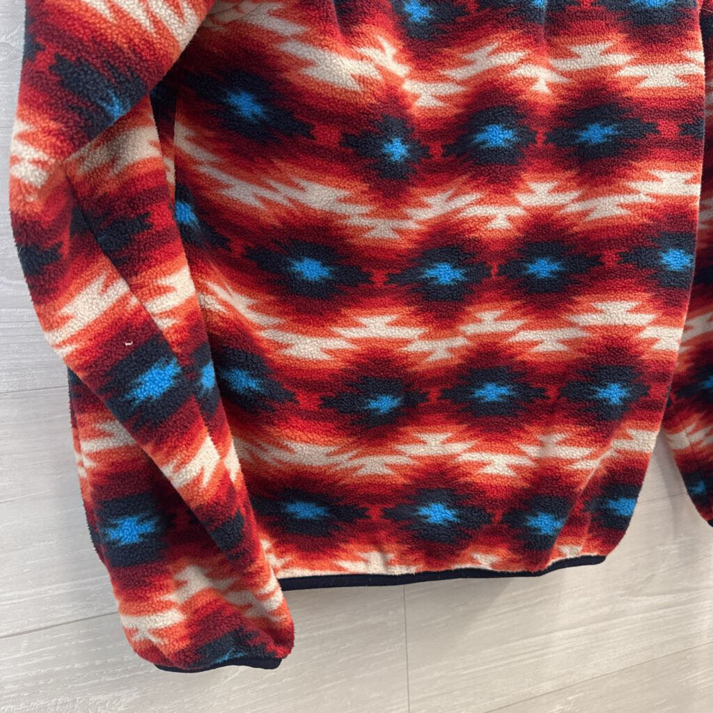 Patagonia Synchilla Red/ Blue Aztec Print Fleece Pullover Medium