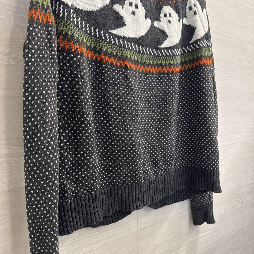 Mod Cloth Grey/ Multi Knit Ghost Cardigan Sweater Medium
