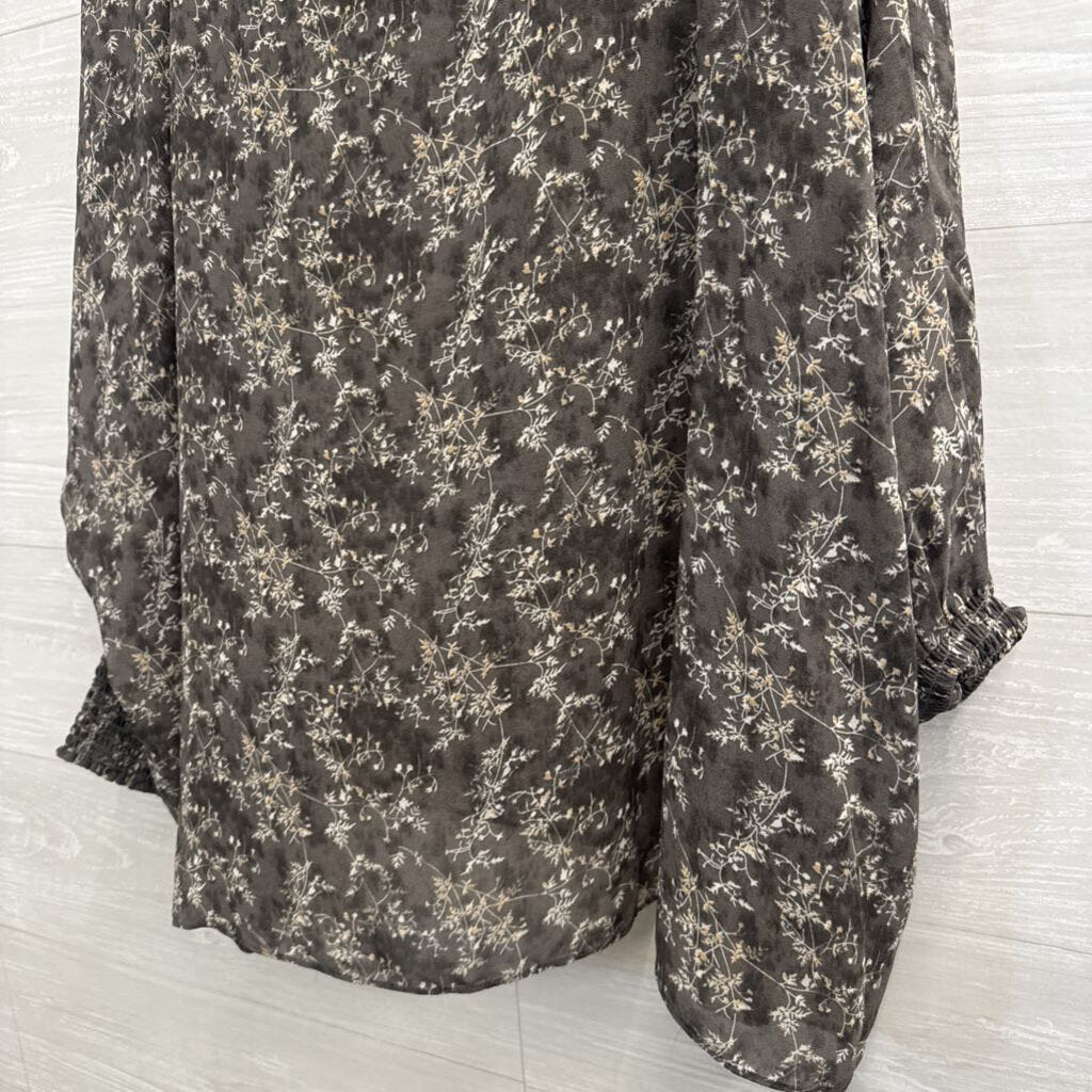 Grade and Gather Grey/ Beige Print Long Sleeve Top Large