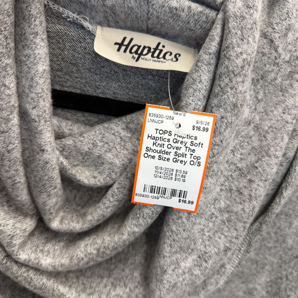 Haptics Grey Soft Knit Over The Shoulder Split Top One Size