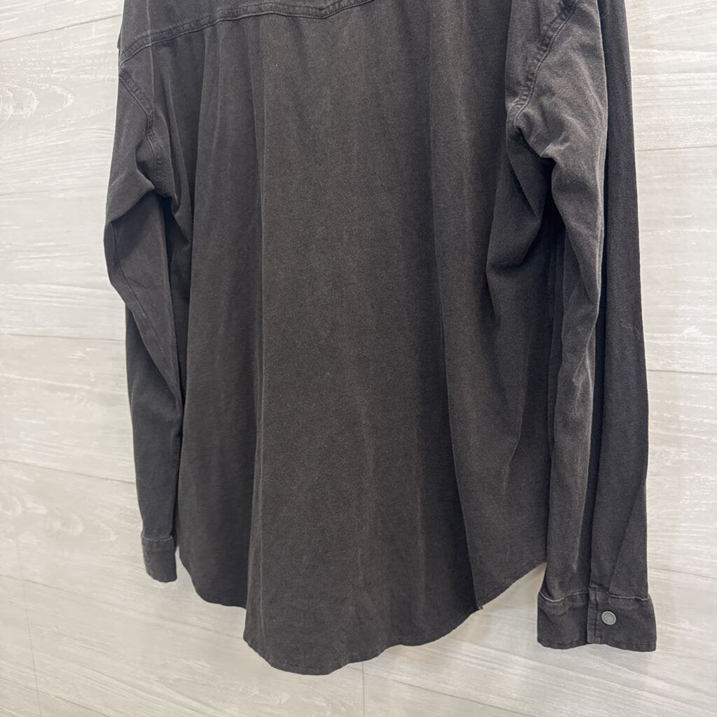 Z Supply Grey Long Sleeve Snap Front Top Large