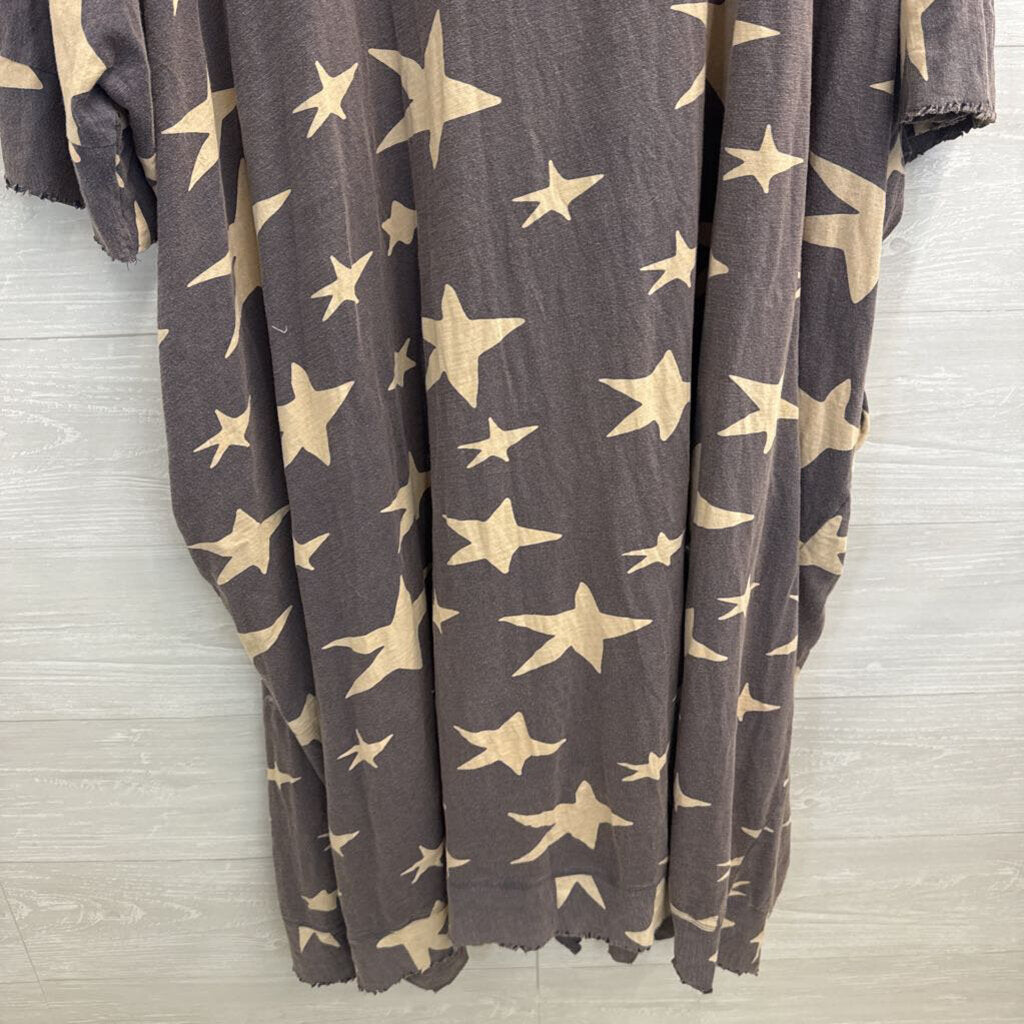 Jaded Gypsy Grey/ Beige Star Print Duster Kimono One Size