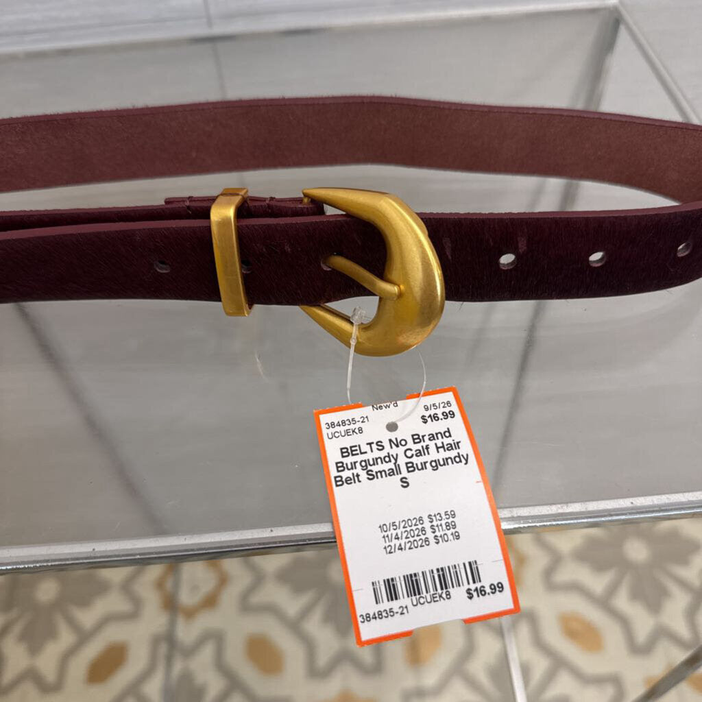 Burgundy Calf Hair Belt Small
