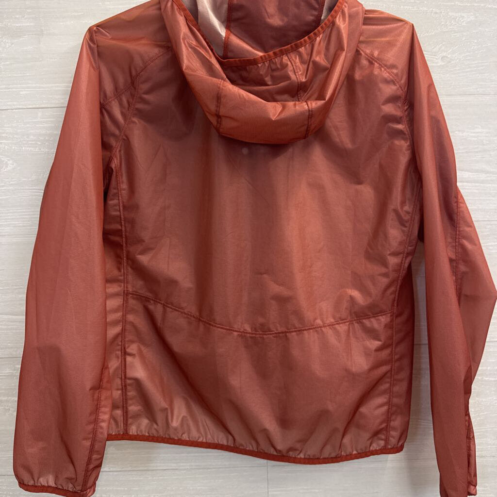 Brooks Burnt Red Lightweight Zip Up Hooded Running Jacket Large