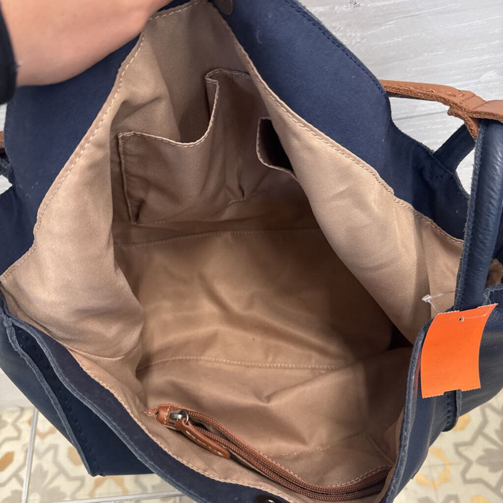 The Sak Los Feliz Large Leather Tote in Maritime Blue