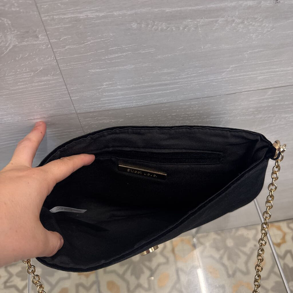 Black Velvet Crossbody Formal Clutch