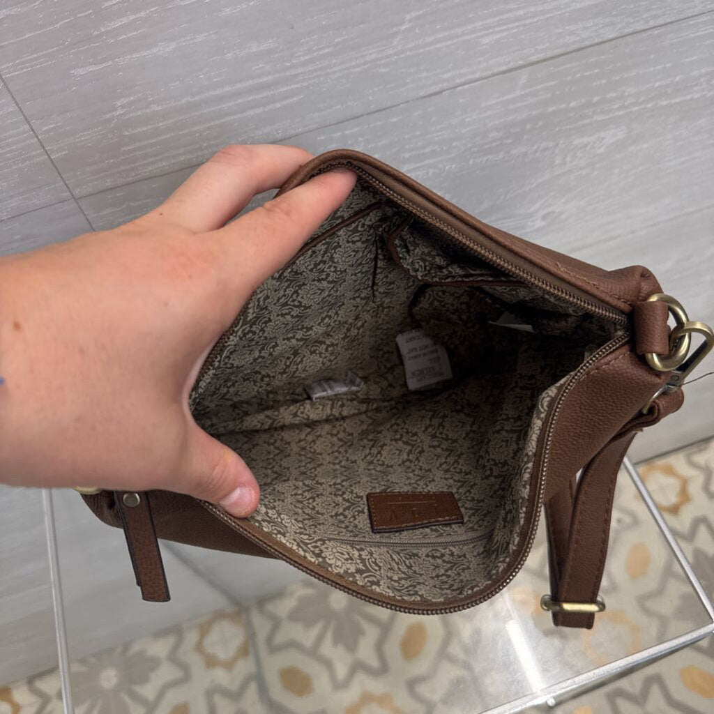 Joy Susan Brown Leather Satchel with Strap