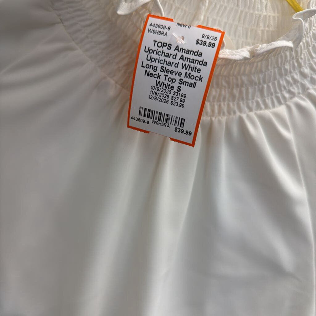 Amanda Uprichard White Long Sleeve Mock Neck Top Small
